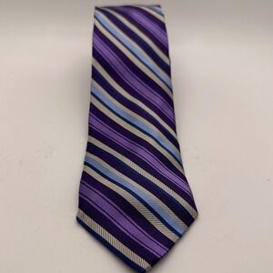 Joseph Abboud Silk Striped Purple Blue Gold Men's Neck Tie Classic Office